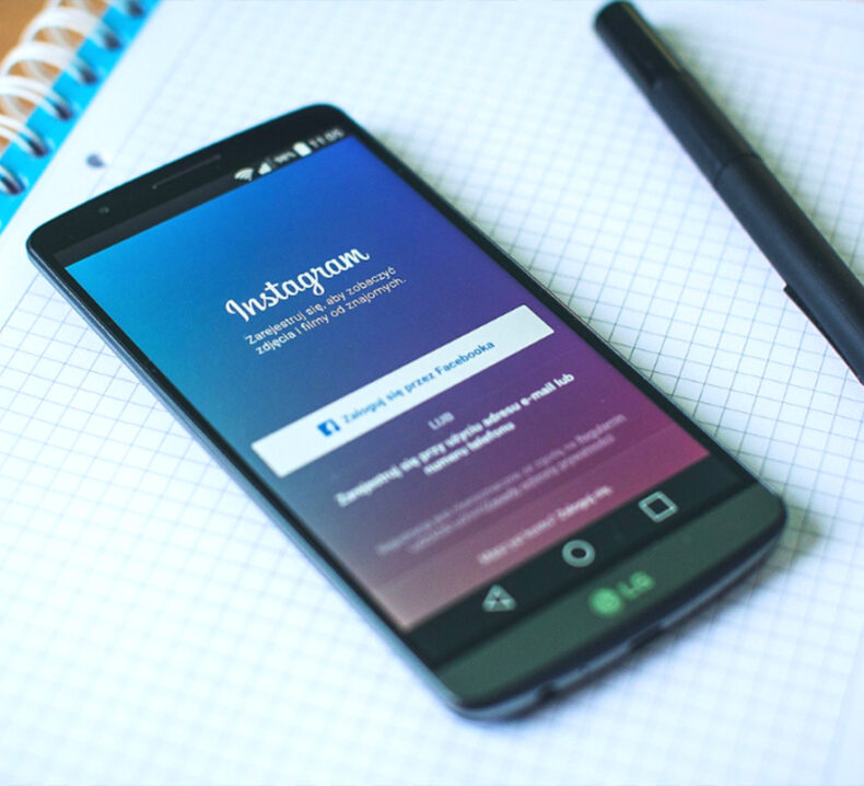 A cellphone with the Instagram app open