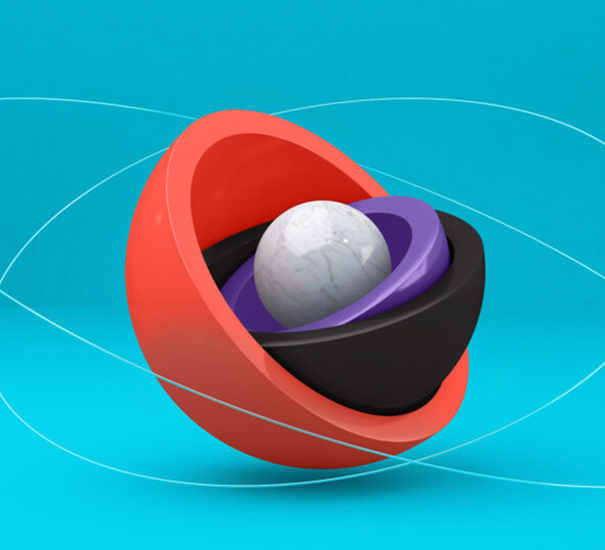 A wild graphic of concentric spheres
