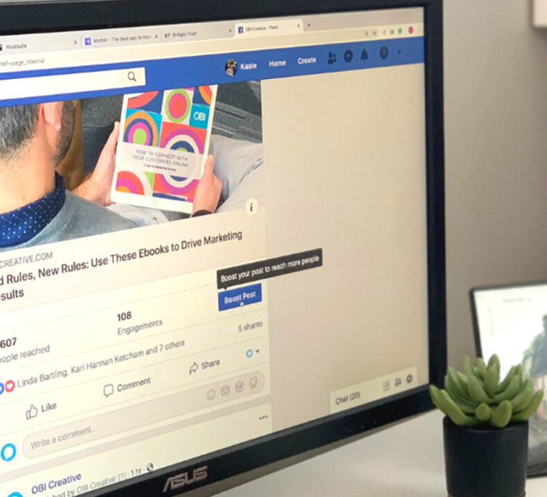 An image of a computer screen with Facebook on it.