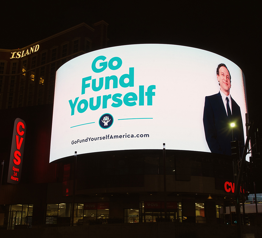 An image of an advertisement at night
